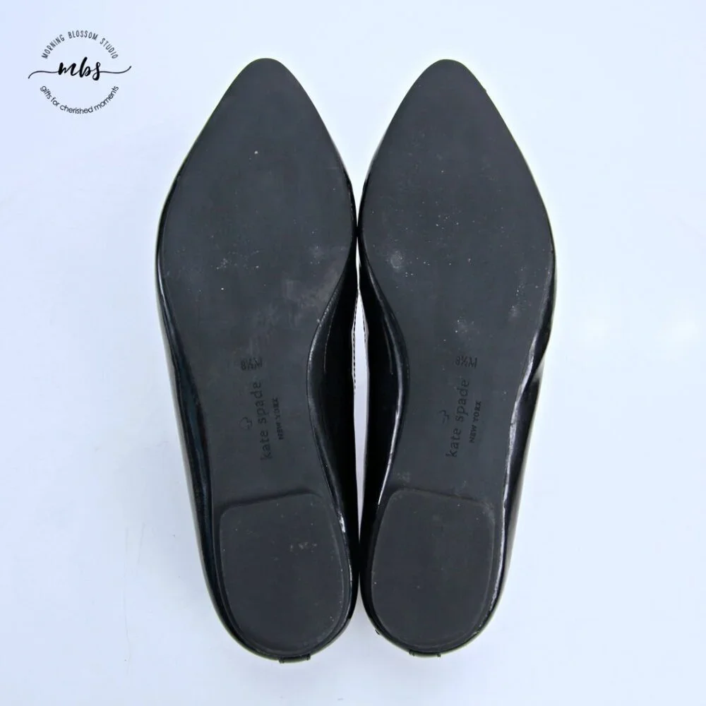 Kate Spade Eleni Flex Scalloped Ballerina Flats Black Women 8.5‎